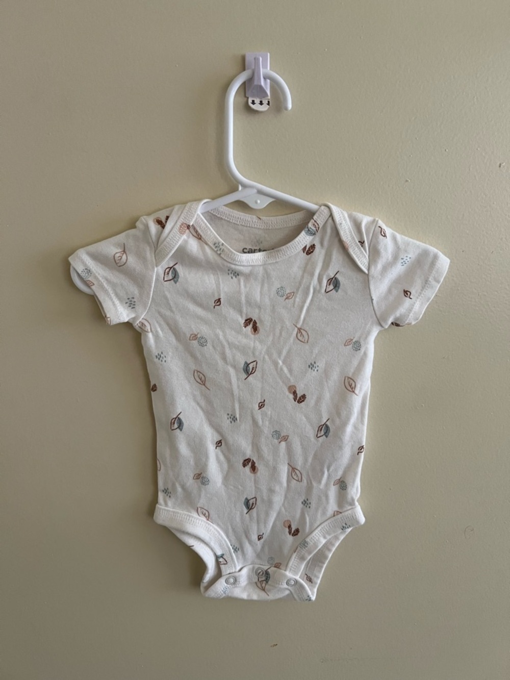 Carter's Cream Short-Sleeve Leaf Print Bodysuit with Muted Accents